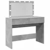Betonszürke fésülködőasztal LED-del 100 x 40 x 120 cm