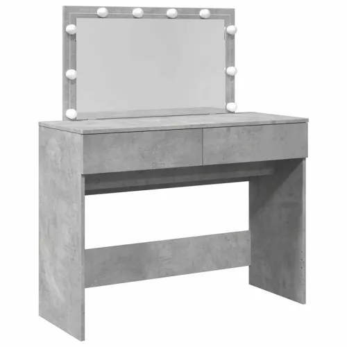 Betonszürke fésülködőasztal LED-del 100 x 40 x 120 cm