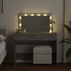 Betonszürke fésülködőasztal LED-del 100 x 40 x 120 cm