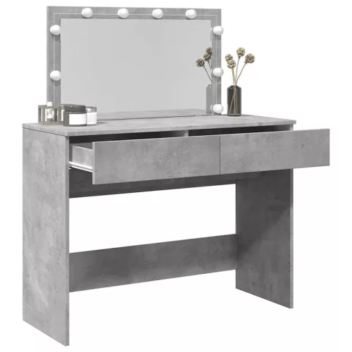 Betonszürke fésülködőasztal LED-del 100 x 40 x 120 cm