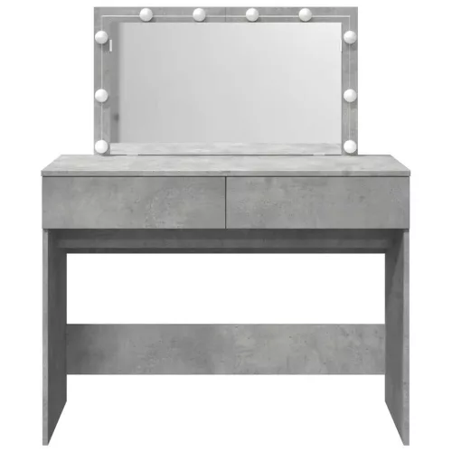 Betonszürke fésülködőasztal LED-del 100 x 40 x 120 cm