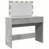 Betonszürke fésülködőasztal LED-del 100 x 40 x 120 cm