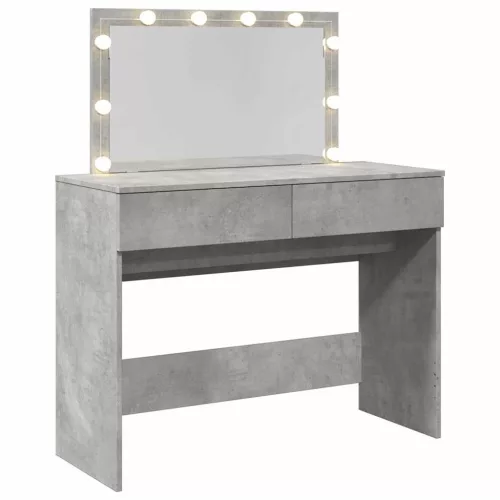 Betonszürke fésülködőasztal LED-del 100 x 40 x 120 cm