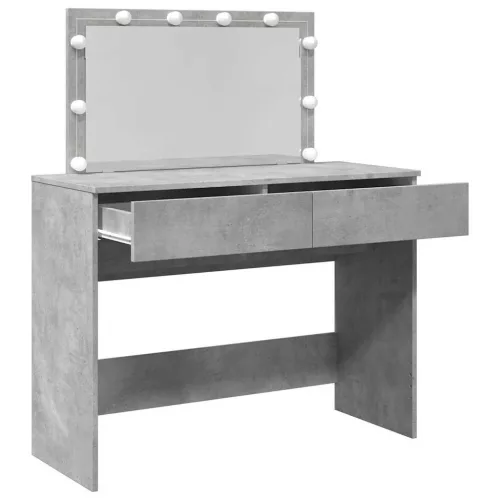Betonszürke fésülködőasztal LED-del 100 x 40 x 120 cm