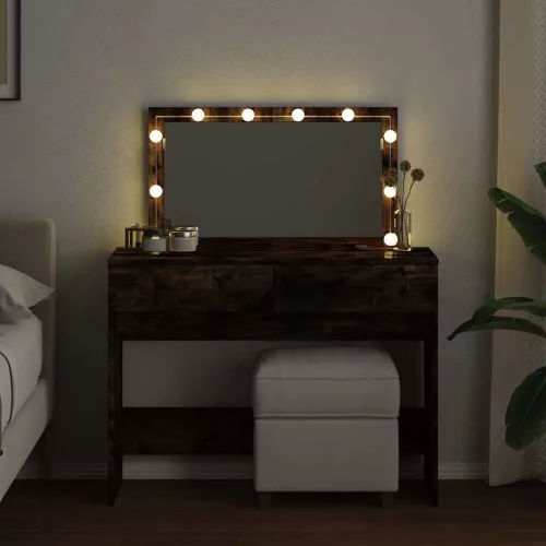 Füstös tölgy színű fésülködőasztal LED-del 100 x 40 x 120 cm