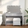 Szürke sonoma színű fésülködőasztal LED-del 100 x 40 x 120 cm