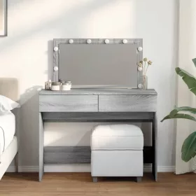   Szürke sonoma színű fésülködőasztal LED-del 100 x 40 x 120 cm