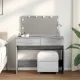 Szürke sonoma színű fésülködőasztal LED-del 100 x 40 x 120 cm