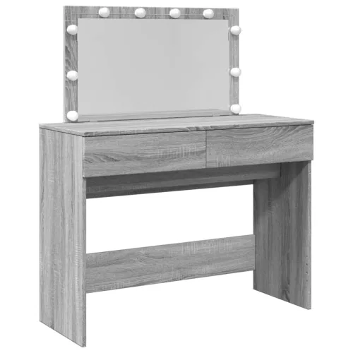Szürke sonoma színű fésülködőasztal LED-del 100 x 40 x 120 cm