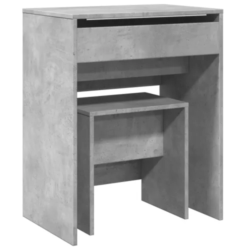 Betonszürke fésülködőasztal és ülőke 60 x 40 x 113,5 cm