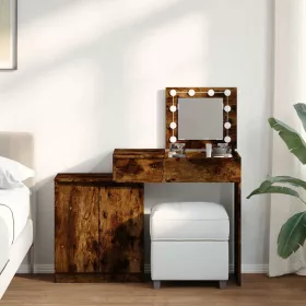   Füstös tölgy színű LED-es fésülködőasztal 115 x 37 x 110,5 cm