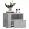 Betonszürke falra szerelhető éjjeliszekrény 45 x 30 x 35 cm