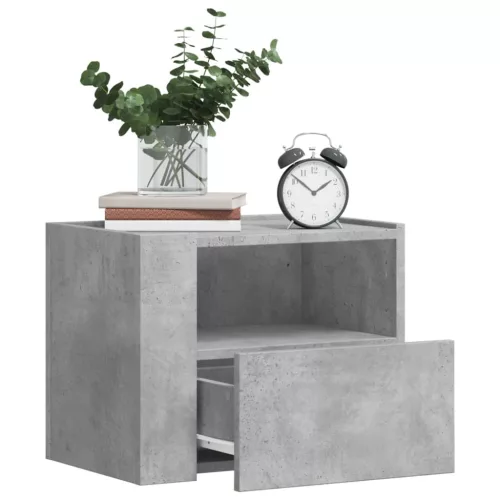 Betonszürke falra szerelhető éjjeliszekrény 45 x 30 x 35 cm