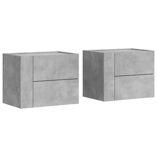 2 db betonszürke falra szerelhető éjjeliszekrény 45x30x35 cm