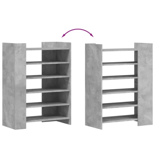 Betonszürke szerelt fa cipősszekrény 74,5 x 37,5 x 100 cm