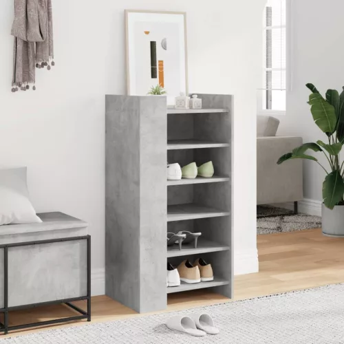 Betonszürke szerelt fa cipősszekrény 52 x 37,5 x 100 cm