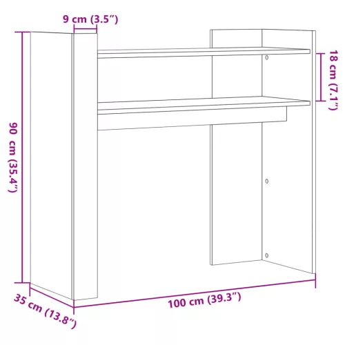 Fekete szerelt fa tálalóasztal 100x35x90 cm