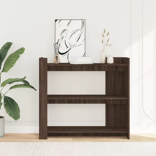 Barna tölgyszínű szerelt fa tálalóasztal 100x35x90 cm