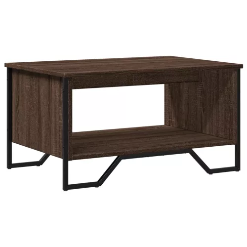 Barna tölgyszínű szerelt fa dohányzóasztal 75 x 51 x 40 cm