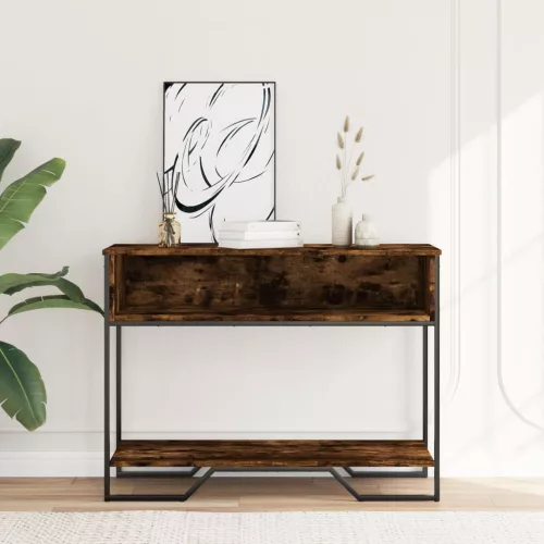 Füstös tölgy színű szerelt fa tálalóasztal 100x35x74,5 cm