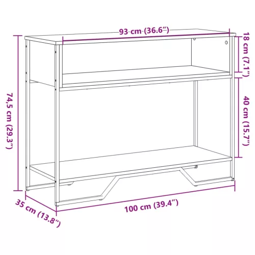 Füstös tölgy színű szerelt fa tálalóasztal 100x35x74,5 cm