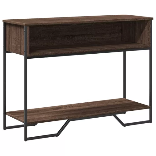 Barna tölgyszínű szerelt fa dohányzóasztal 100x35x74,5 cm