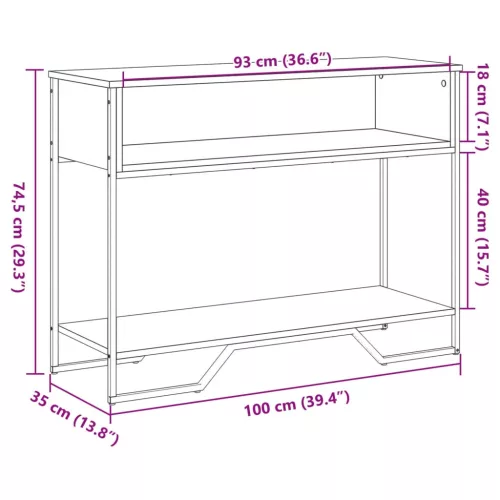 Barna tölgyszínű szerelt fa dohányzóasztal 100x35x74,5 cm