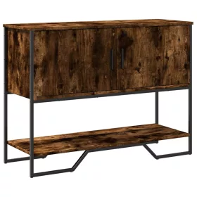   Füstös tölgy színű szerelt fa tálalóasztal 100x35x74,5 cm