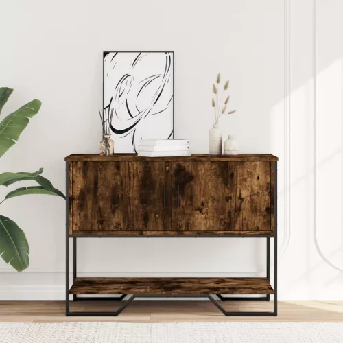 Füstös tölgy színű szerelt fa tálalóasztal 100x35x74,5 cm