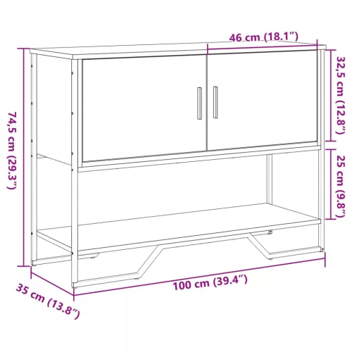 Szürke sonoma szerelt fa dohányzóasztal 100x35x74,5 cm