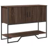 Barna tölgyszínű szerelt fa dohányzóasztal 100x35x74,5 cm