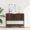 Barna tölgyszínű szerelt fa dohányzóasztal 100x35x74,5 cm