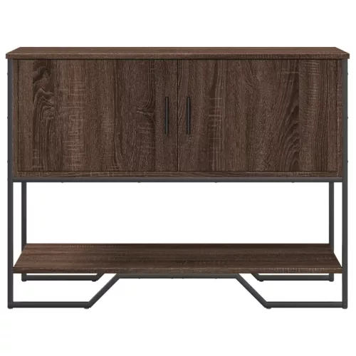 Barna tölgyszínű szerelt fa dohányzóasztal 100x35x74,5 cm