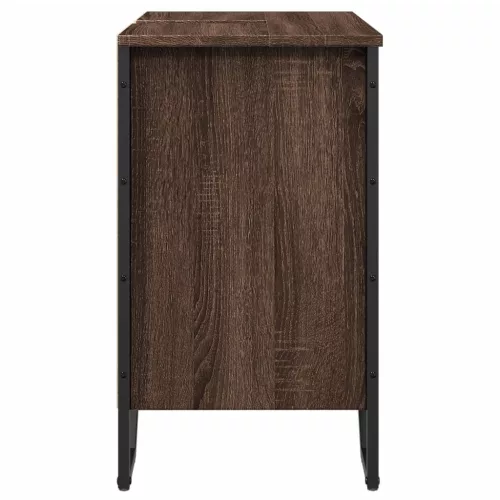 Barna tölgy szerelt fa fürdőszobai mosdószekrény 60x35x60 cm