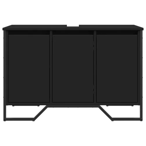 Fekete szerelt fa fürdőszobai mosdószekrény 91 x 35 x 60 cm