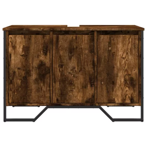 Füstös tölgy szerelt fa fürdőszobai mosdószekrény 91x35x60 cm