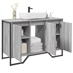   Szürke sonoma szerelt fa fürdőszobai mosdószekrény 91x35x60 cm