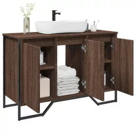   Barna tölgy szerelt fa fürdőszobai mosdószekrény 91x35x60 cm
