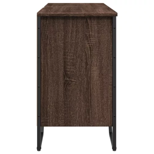 Barna tölgy szerelt fa fürdőszobai mosdószekrény 91x35x60 cm