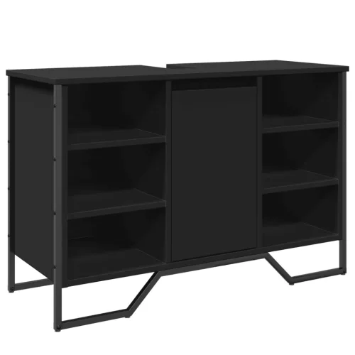 Fekete szerelt fa fürdőszobai mosdószekrény 91 x 35 x 60 cm