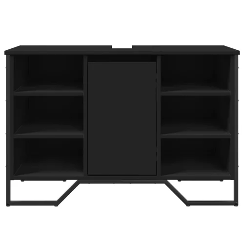Fekete szerelt fa fürdőszobai mosdószekrény 91 x 35 x 60 cm
