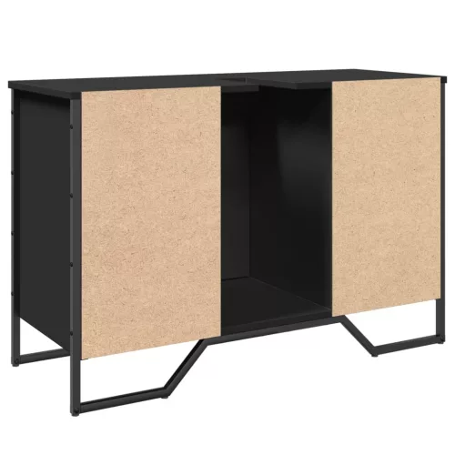 Fekete szerelt fa fürdőszobai mosdószekrény 91 x 35 x 60 cm
