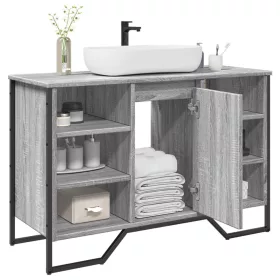   Szürke sonoma szerelt fa fürdőszobai mosdószekrény 91x35x60 cm