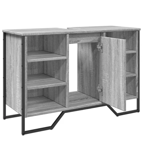 Szürke sonoma szerelt fa fürdőszobai mosdószekrény 91x35x60 cm