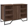 Barna tölgy szerelt fa fürdőszobai mosdószekrény 91x35x60 cm