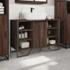 Barna tölgy szerelt fa fürdőszobai mosdószekrény 91x35x60 cm