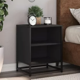   Éjjeliszekrények 2 db Fekete 40x31x50 cm Méretezett fa és fém
