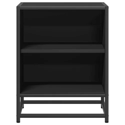 Éjjeliszekrények 2 db Fekete 40x31x50 cm Méretezett fa és fém