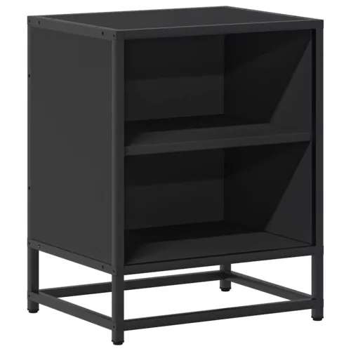 Éjjeliszekrények 2 db Fekete 40x31x50 cm Méretezett fa és fém