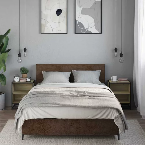 Éjjeliszekrények 2 db Sonoma tölgy 40x31x50 cm Gépi fa és fém